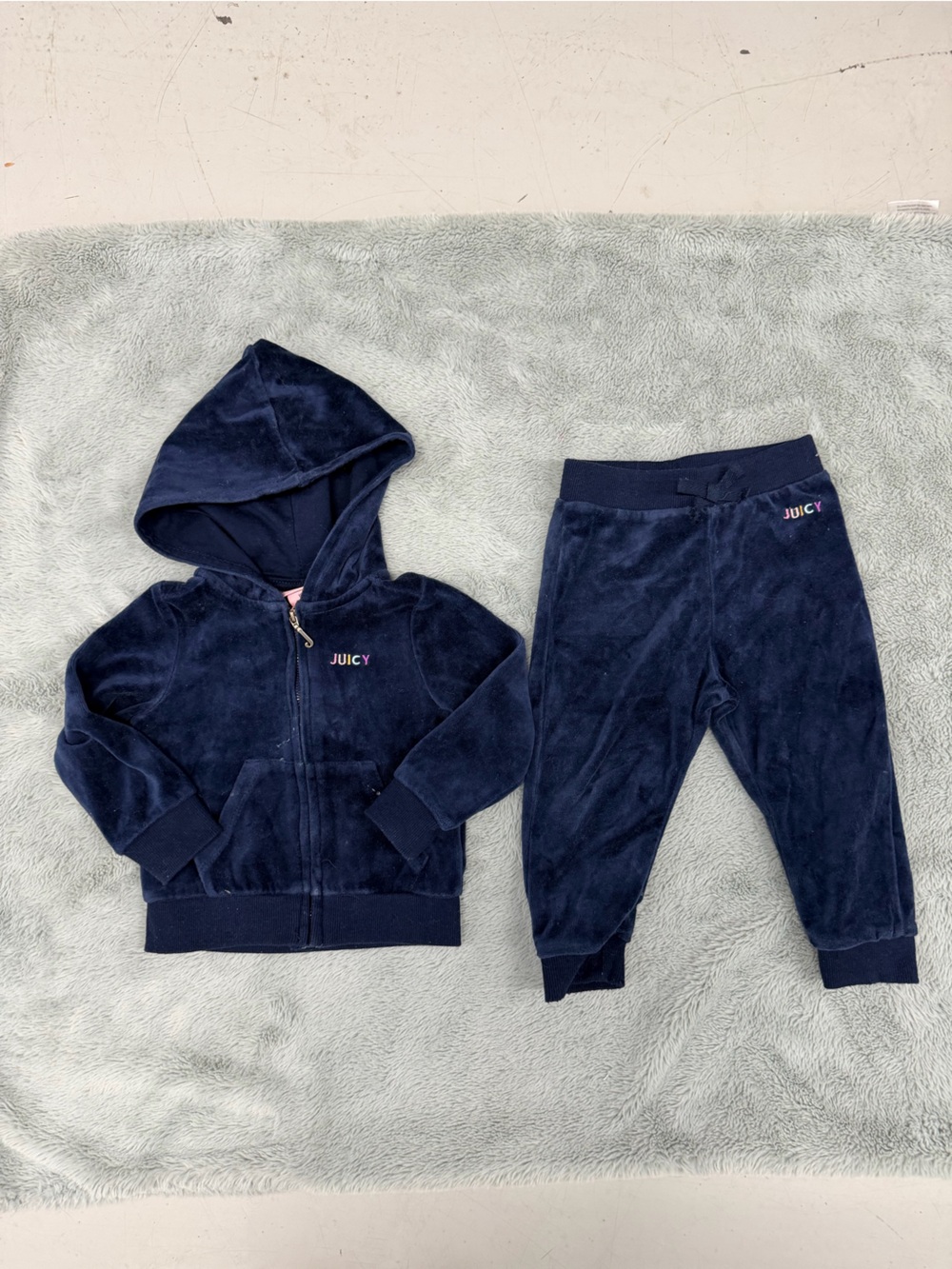 Juicy Couture Girls Navy Velour Hoodie & Joggers